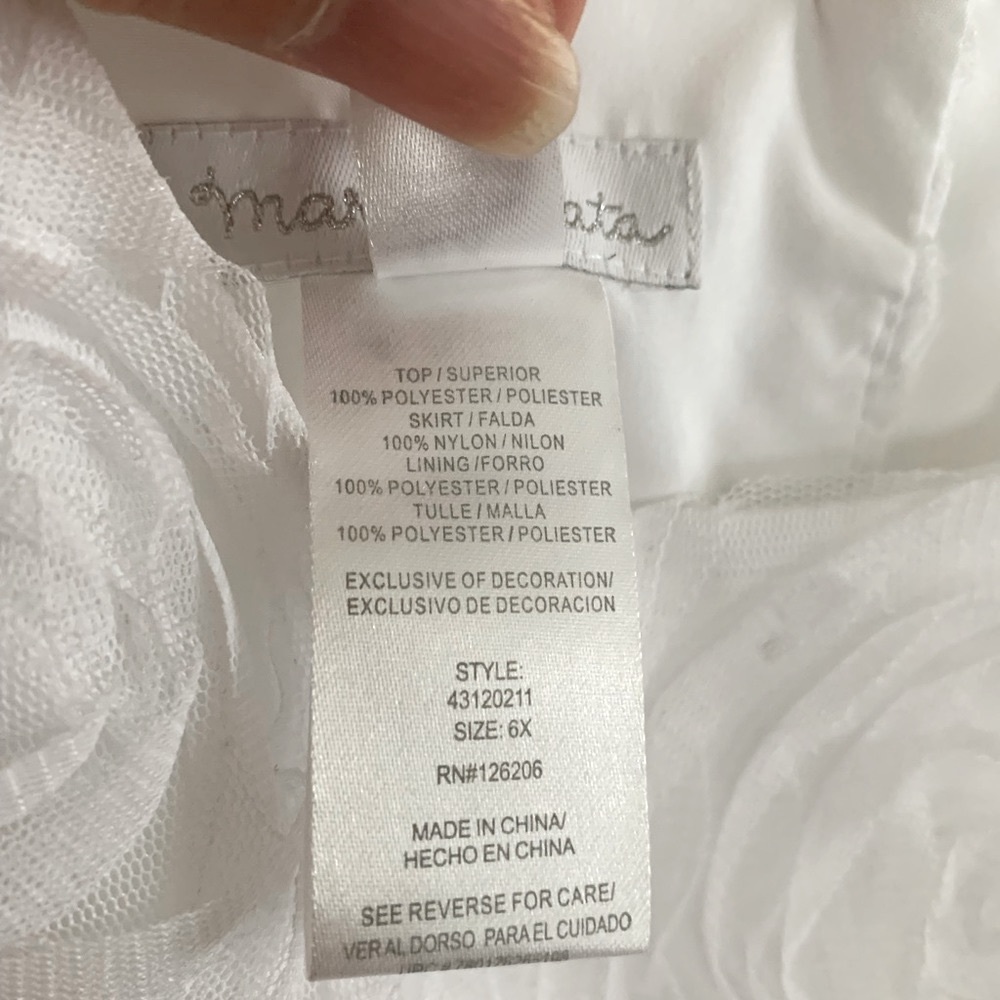 Girl’s special occasion white dress, size 6x - Picture 6 of 6